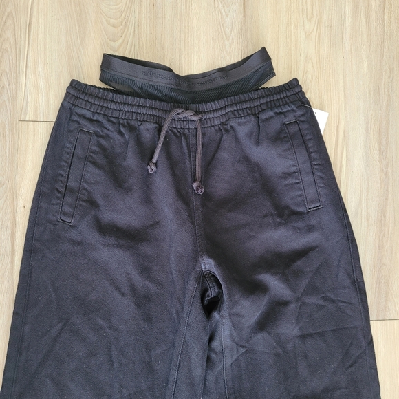 Alexander Wang Denim Track Pant faux Black Mesh Undie in Washed Black Size Small - Picture 7 of 10